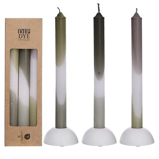 Dip Dye Candles Set 3 st. - Olive/Mint - afbeelding 1