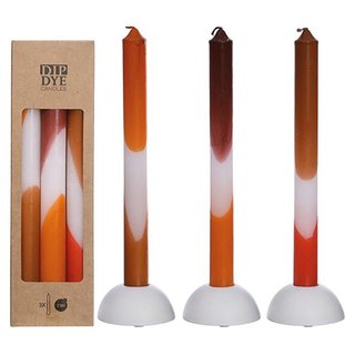 Dip Dye Candles Set 3 st. - Orange/Brown - afbeelding 1