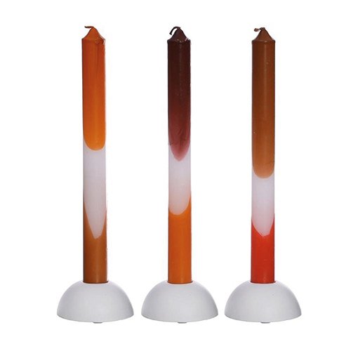 Dip Dye Candles Set 3 st. - Orange/Brown - afbeelding 2