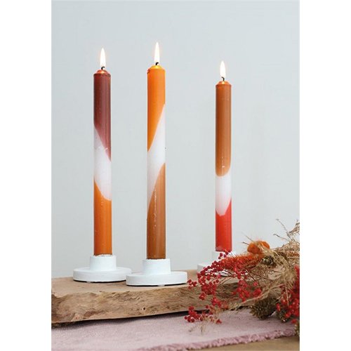 Dip Dye Candles Set 3 st. - Orange/Brown - afbeelding 3