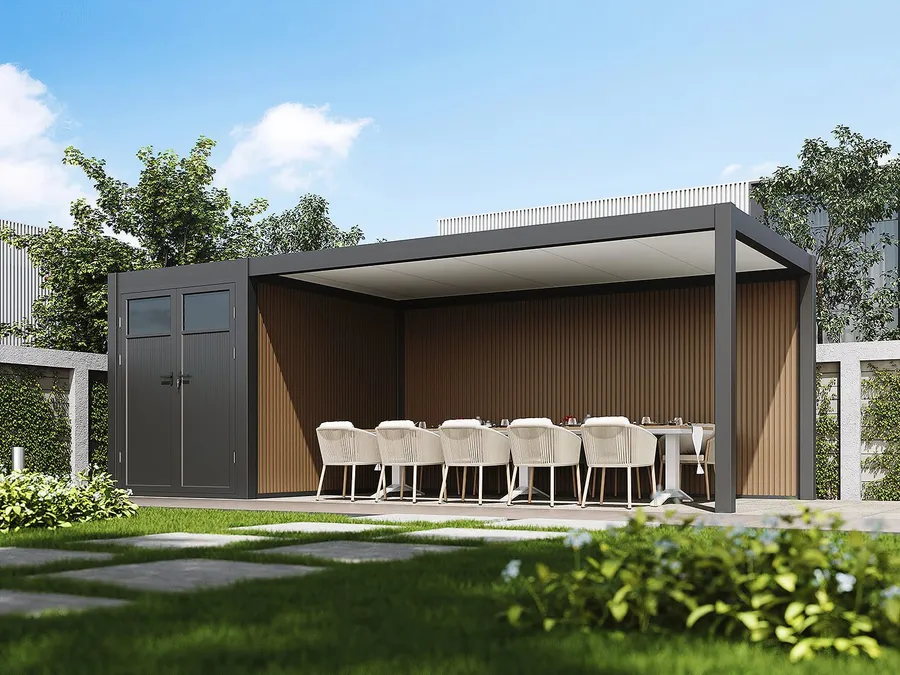 Orion Carport - 300x720 cm - Inclusief berging - Antraciet - afbeelding 2