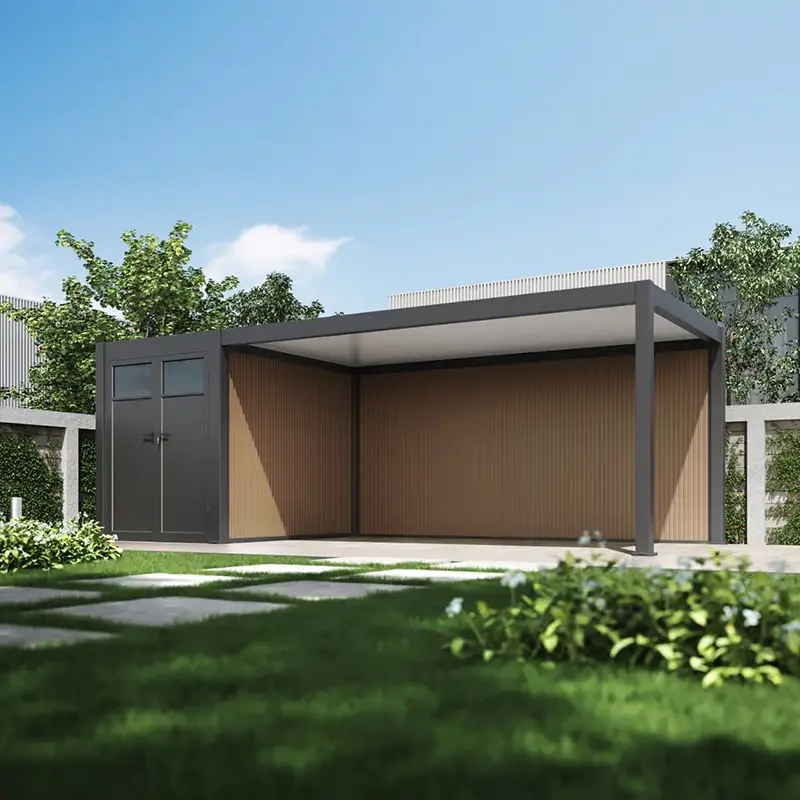 Orion composietwand voor carport - 530x236 cm - Houtlook - afbeelding 1