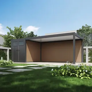 Orion composietwand voor carport - 530x236 cm - Houtlook - afbeelding 1