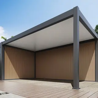 Orion composietwand voor carport - 530x236 cm - Houtlook - afbeelding 2