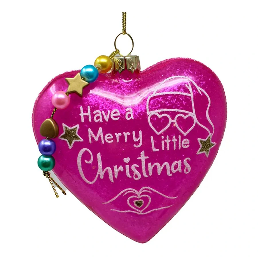 Kurt S. Adler Ornament Hart met Kralen Roze - 3 cm