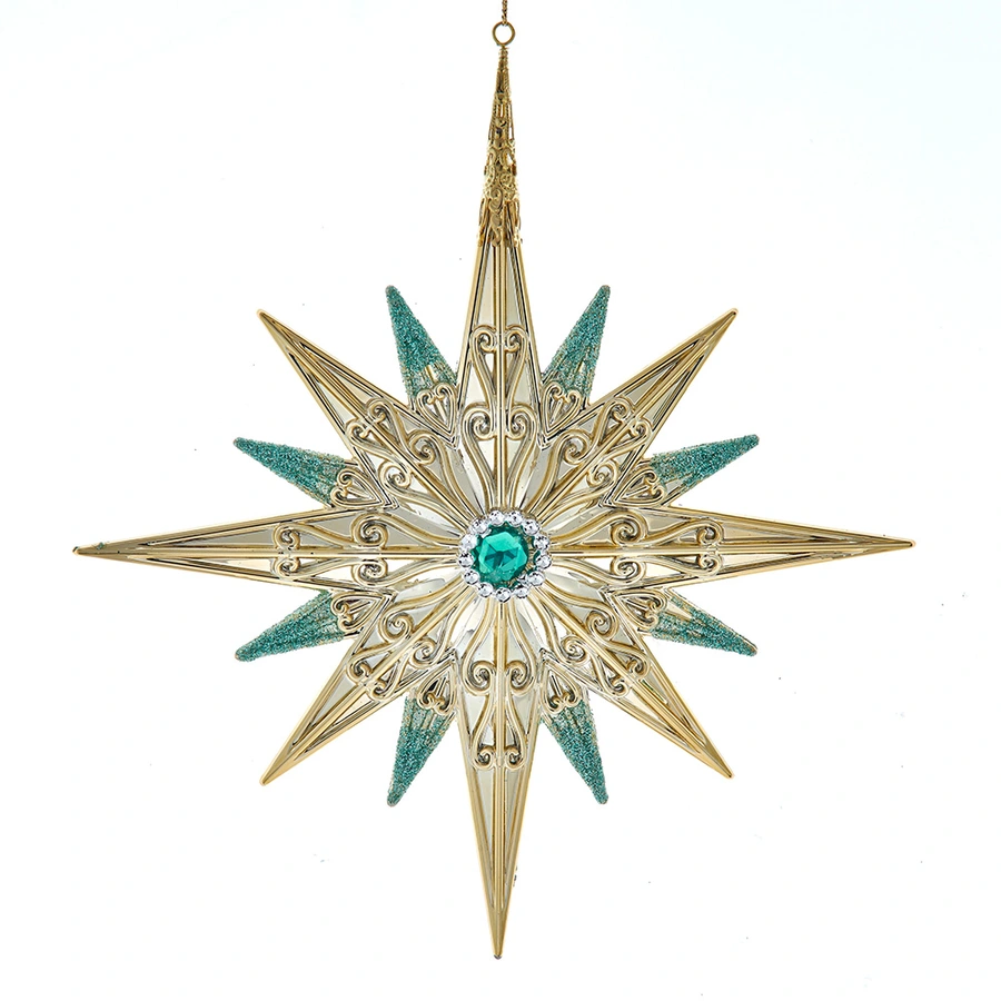 Kurt S. Adler Ornament Ster Aqua/Goud - 18 cm