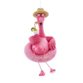 Kurt S. Adler Ornament Flamingo in Zwemband - 9 cm