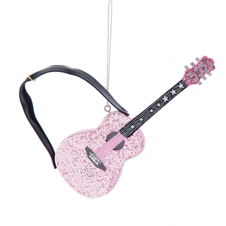 Kurt S. Adler Ornament Roze Glitter Gitaar - 11,5 cm