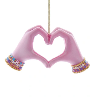 Kurt S. Adler Ornament Roze Hartje met Handen - 4 cm