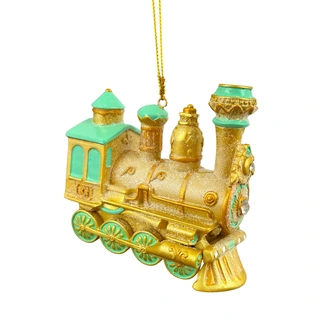 Kurt S. Adler Ornament Trein Goud/Groen - 8 cm