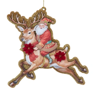 Kurt S. Adler Ornament Kerstman op Rendier - 14 cm