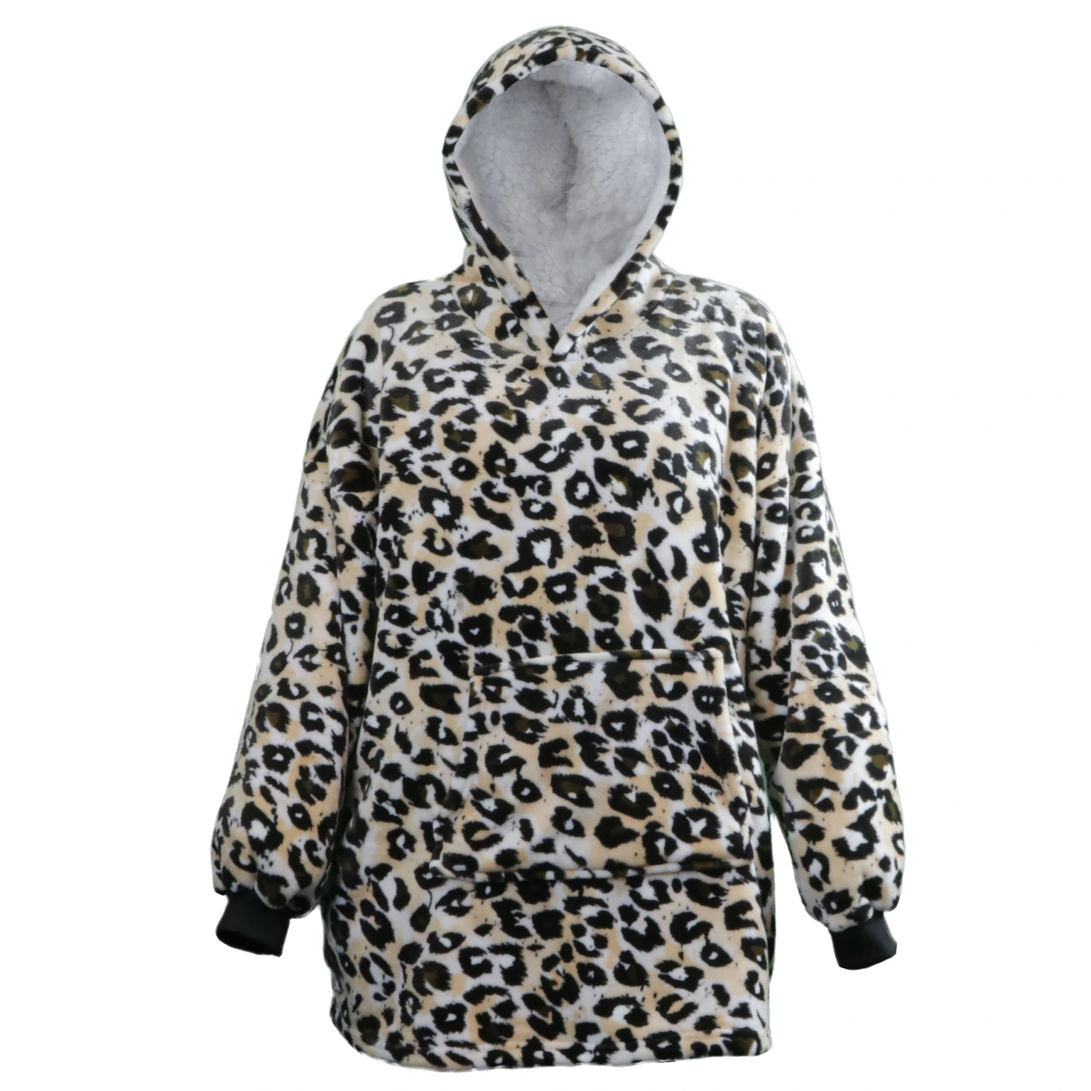 Kids Oversized Deken Hoodie, Luipaard Magisch Paars Warm Fleece