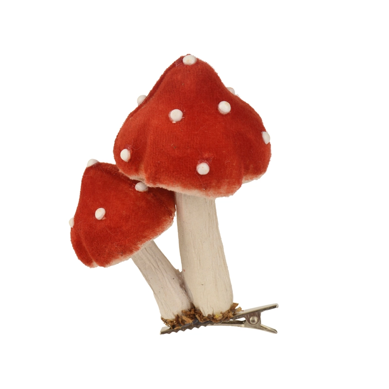 Paddenstoel Kerstfiguur op Clip - 9 cm