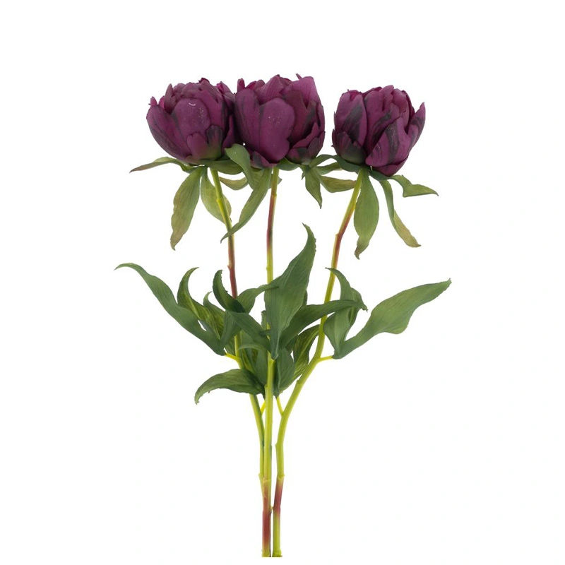 Kunstbloem Paeony Marlie Bundle Aubergine - 48 cm