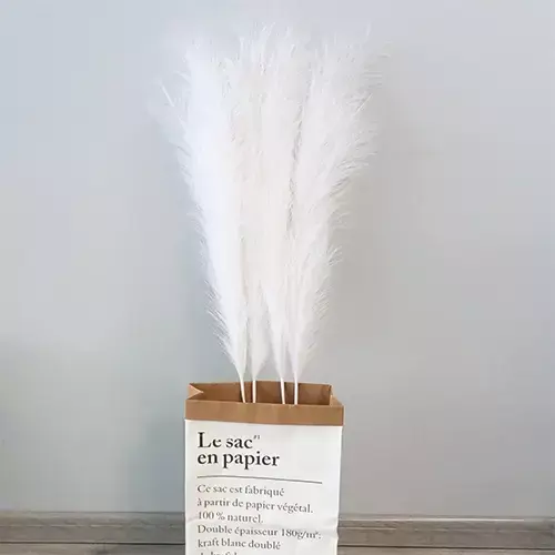 Kunst Pampas Gras 60 cm - Wit - afbeelding 2