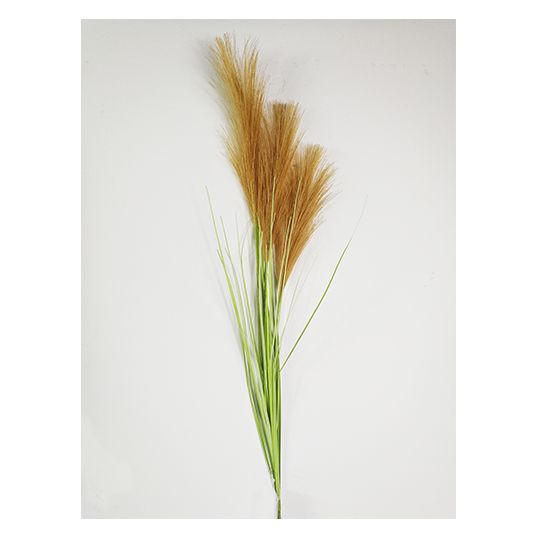 Kunst Pampas gras - 80cm met blad - Bruin