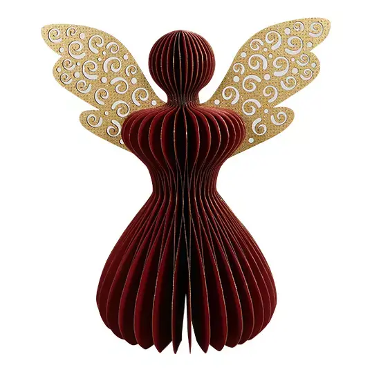 Papieren Engel Glitter 30 cm - Maroon