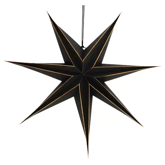 Papier Ster 60 cm - Zwart Goud Streep