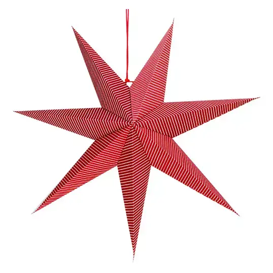 Papier Ster Stof 60 cm - Rood/Wit Streep