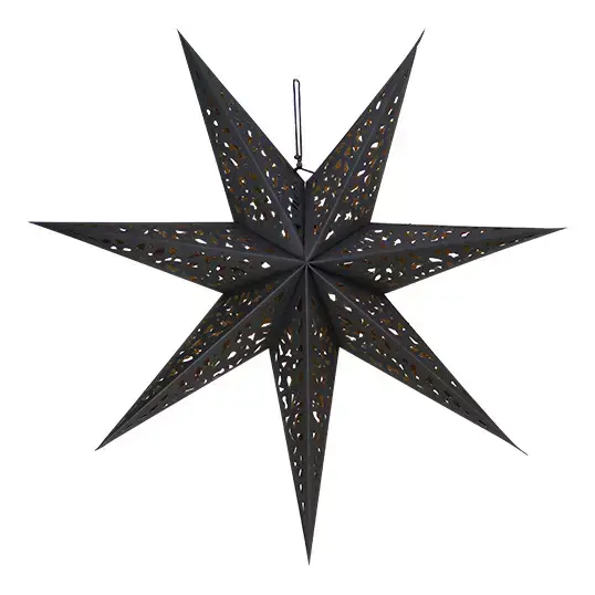 Papier Ster Zwart 75 cm - Goud Glitter