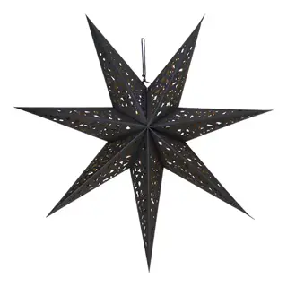 Papier Ster Zwart 75 cm - Goud Glitter
