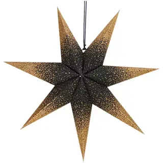 Papier Ster Zwart 60 cm - Goud Glitter