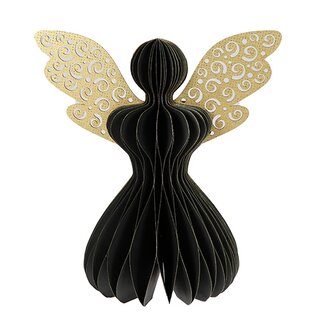 Papieren Engel Glitter 12 cm - Zwart
