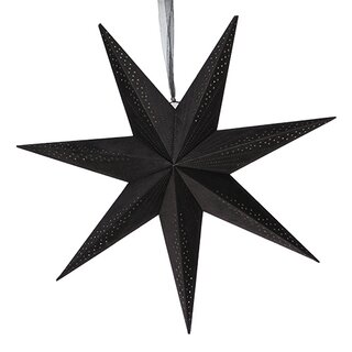 Papieren Kerstster Velvet Relief 60 cm - Zwart