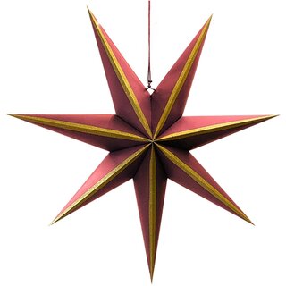 Papieren Ster Goud/Rood Streep - 75 cm