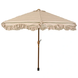 Decoris Parasol Franje Streep Beige - Ø220 cm - afbeelding 1