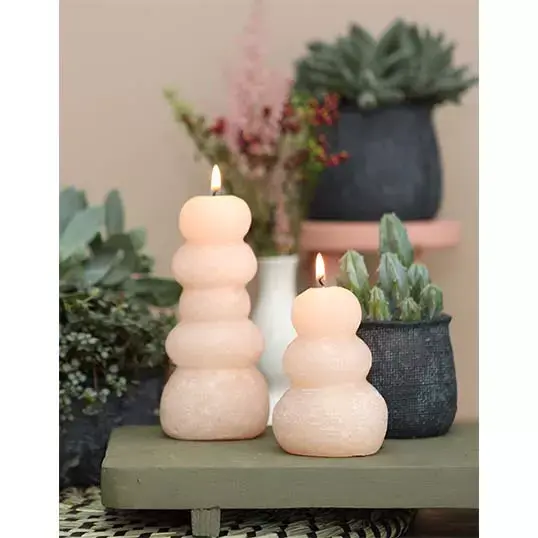 Pebble Candle D7xH9,5 cm - Wit Roze - afbeelding 3