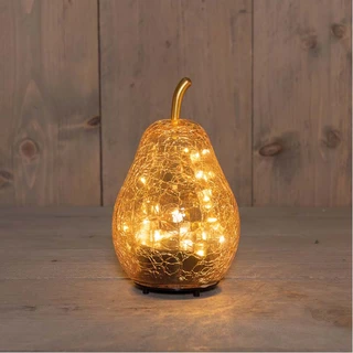 LED Peer Glas Crackle 11x18 cm - Amber - afbeelding 2