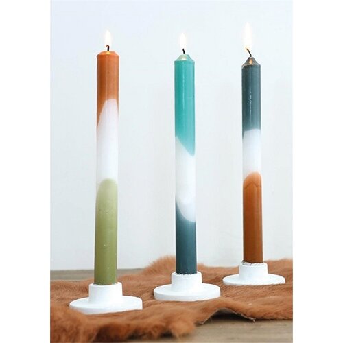 Dip Dye Candles Set 3 st. - Petrol/Olive - afbeelding 4