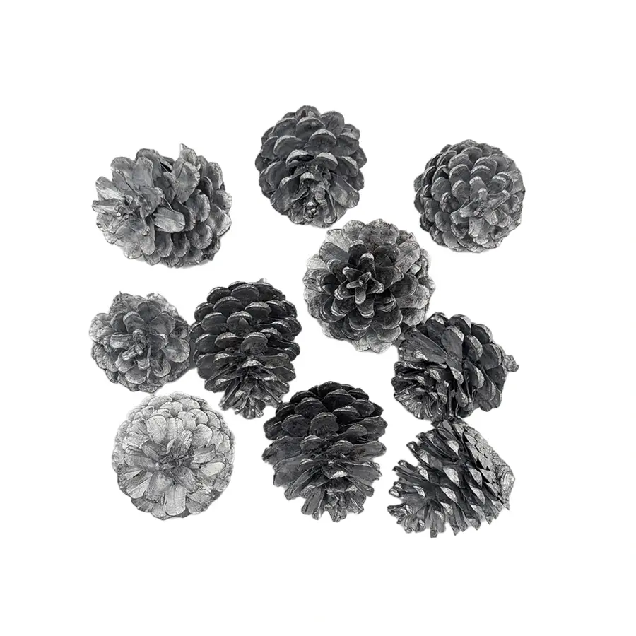 Losse Dennenappels Zilver - 10 st. - afbeelding 2