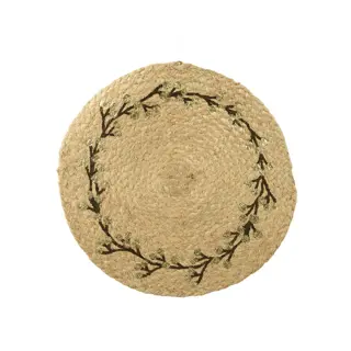 Placemat Jute Rond met Kersttak - Ø35 cm