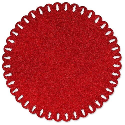 Placemat Xmas Tree Glitter Ø38 cm - Rood
