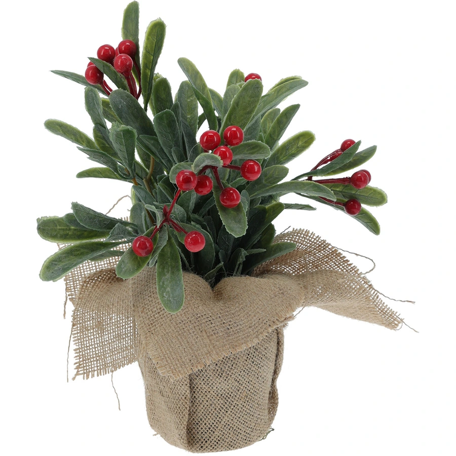Kunstplant met Bessen in Jute Pot
