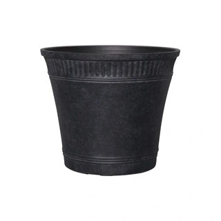 Kunststof Bloempot Rib Rond Charcoal Black - Ø35x30 cm