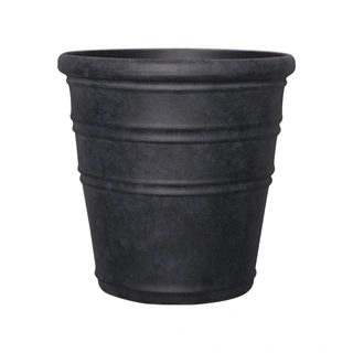 Kunststof Bloempot Rib Double Charcoal Black - Ø46x46 cm