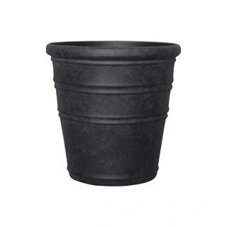 Kunststof Bloempot Rib Double Charcoal Black - Ø40x42 cm