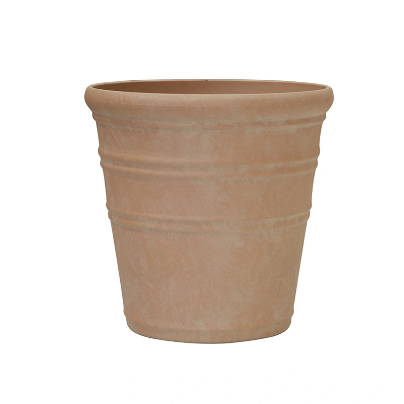 Kunststof Bloempot Rib Double Tuscany Terra - Ø46x46 cm