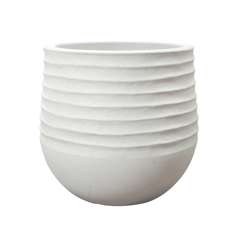 Kunststof Bloempot Rib Rond Chalk Beige - Ø53x49 cm