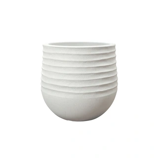 Kunststof Bloempot Rib Rond Chalk Beige - Ø30x27 cm