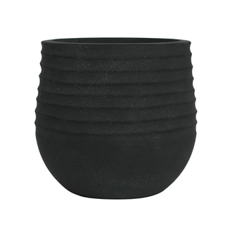 Kunststof Bloempot Rib Rond Coal Black - Ø53x49 cm