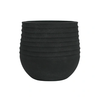 Kunststof Bloempot Rib Rond Coal Black - Ø40x37 cm