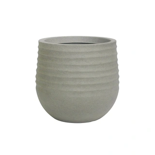 Kunststof Bloempot Rib Rond Cement Grey - Ø40x37 cm