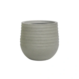 Kunststof Bloempot Rib Rond Cement Grey - Ø30x27 cm