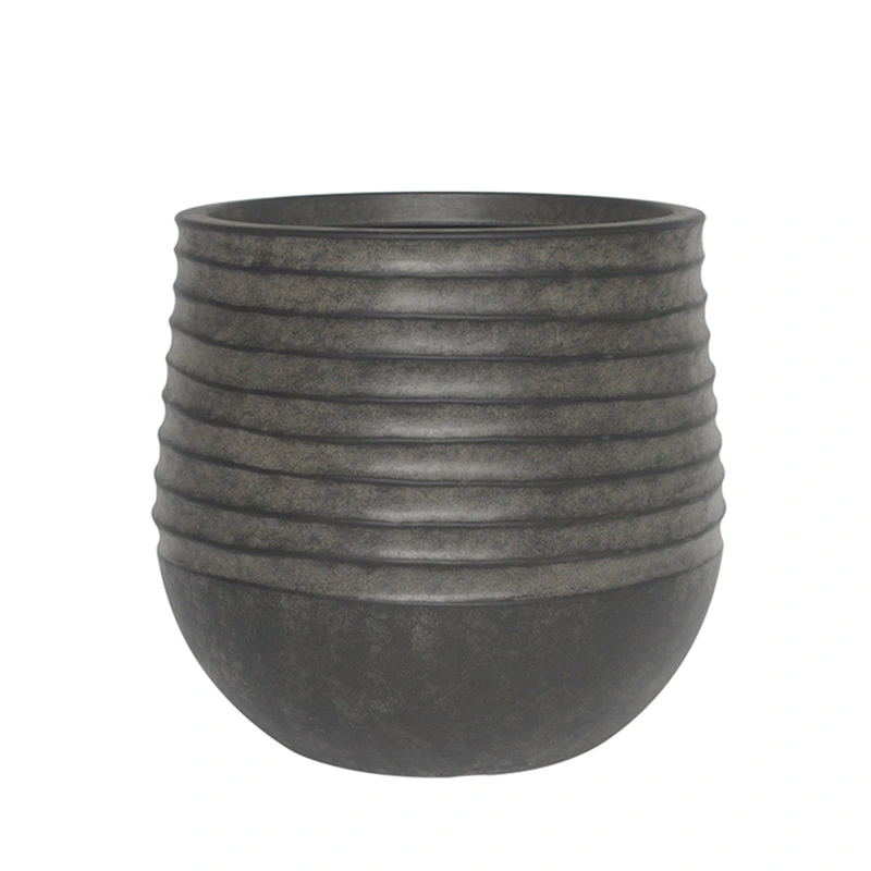 Kunststof Bloempot Rib Rond Vintage Black - Ø53x49 cm