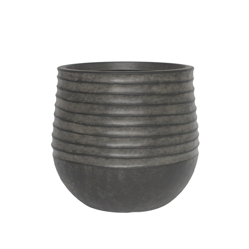 Kunststof Bloempot Rib Rond Vintage Black - Ø40x37 cm