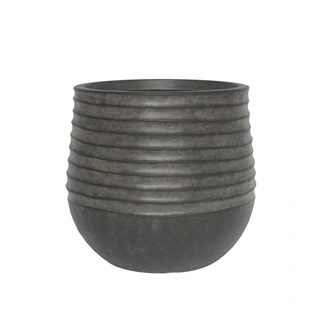 Kunststof Bloempot Rib Rond Vintage Black - Ø40x37 cm